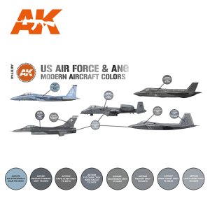 画像2: AKアクリル3G[AK11746][3G]現用アメリカ空軍＆ANG航空機カラー8色セット (2)