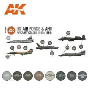 画像2: AKアクリル3G[AK11747][3G]アメリカ空軍＆ANG航空機カラー8色セット1960s-1980s (2)