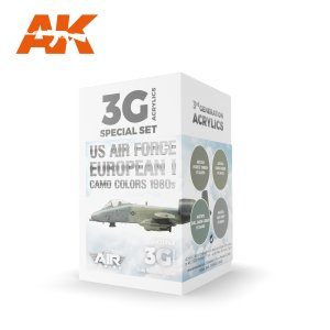 画像1: AKアクリル3G[AK11749][3G]アメリカ空軍航空機欧州迷彩カラー4色セット1980s (1)