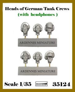 画像1: アルデンヌミニチュア[AR35124]1/35 WWII ドイツ スペアヘッドセット ヘッドフォン着用の戦車兵(6個入) (1)