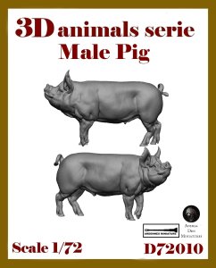 画像1: アルデンヌミニチュア[ARD72010]1/72 ジオラマアクセサリー 3D動物シリーズ オスのブタ(2個入) (1)