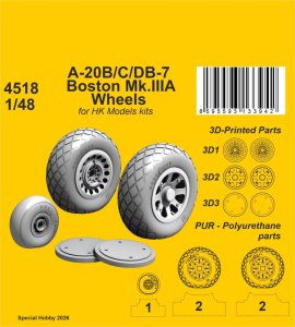 画像1: CMK[CMK4518]1/48 A-20B/C/DB-7 ボストン Mk.IIIA 自重変形ホイール (HKモデル用) (1)