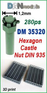 画像1: DANmodels[DAN35320]六角溝付ナット (キャッスルナット)DIN 935 (頭Φ1.2mm、280個入り) (1)