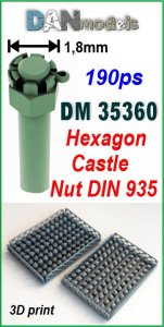 画像1: DANmodels[DAN35360]六角溝付ナット (キャッスルナット)DIN 935 (頭Φ1.8mm、190個入り) (1)