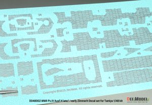 画像4: DEF.MODEL[DD48002]1/48 WWII ドイツ IV号戦車H型後期型/J型初期型 ツィンメリットデカールセット(タミヤ用) (4)