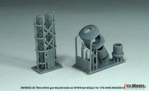 画像2: DEF.MODEL[DM16003]1/16 WWII アメリカ M4A3E8シャーマン戦車用 76mm M1A2砲マズルブレーキ/M1919機銃身2本付(タコム/AHHQ用) (2)