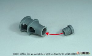画像6: DEF.MODEL[DM16003]1/16 WWII アメリカ M4A3E8シャーマン戦車用 76mm M1A2砲マズルブレーキ/M1919機銃身2本付(タコム/AHHQ用) (6)