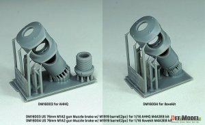 画像9: DEF.MODEL[DM16003]1/16 WWII アメリカ M4A3E8シャーマン戦車用 76mm M1A2砲マズルブレーキ/M1919機銃身2本付(タコム/AHHQ用) (9)