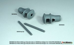 画像10: DEF.MODEL[DM16003]1/16 WWII アメリカ M4A3E8シャーマン戦車用 76mm M1A2砲マズルブレーキ/M1919機銃身2本付(タコム/AHHQ用) (10)