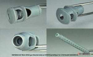画像5: DEF.MODEL[DM16004]1/16 WWII アメリカ M4A3E8シャーマン戦車用 76mm M1A2砲マズルブレーキ/M1919機銃身2本付(アイラブキット用) (5)