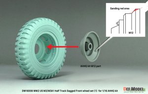 画像6: DEF.MODEL[DW16008]1/16 WWII アメリカ US M3/M3A1ハーフトラック用 前輪自重変形タイヤセット(1) 軍用タイプ(アンディーズホビーヘッドクォーターズ/タコム用) (6)