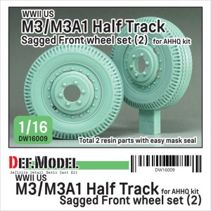 画像1: DEF.MODEL[DW16009]1/16 WWII アメリカ US M3/M3A1ハーフトラック用 前輪自重変形タイヤセット(2) 貨物用タイプ(アンディーズホビーヘッドクォーターズ/タコム用) (1)