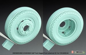画像3: DEF.MODEL[DW16009]1/16 WWII アメリカ US M3/M3A1ハーフトラック用 前輪自重変形タイヤセット(2) 貨物用タイプ(アンディーズホビーヘッドクォーターズ/タコム用) (3)
