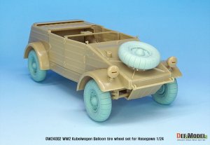 画像5: DEF.MODEL[DW24002]1/24 WWIIドイツキューベルワーゲン用自重変形バルーンタイヤセット(ハセガワ用) (5)