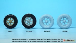 画像11: DEF.MODEL[DW30061]1/35 WWII ドイツSd.kfz.7 8tハーフトラック用自重変形前輪タイヤセットパターン2(タミヤ/トランペッター/ドラゴン用) (11)