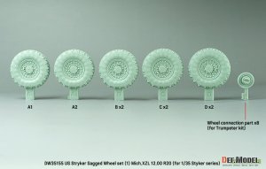 画像3: DEF.MODEL[DW35155]1/35 現用 アメリカ陸軍 M1126ストライカー 自重変形タイヤセット＃1 XMLタイプ(ストライカー装甲車シリーズ用) (3)