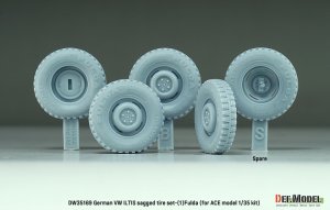 画像2: DEF.MODEL[DW35169]1/35 現用 ドイツ VWイルティス四輪駆動小型軍用車(Type183)用 自重変形タイヤセット＃1 フルダタイプ(ACE用) (2)