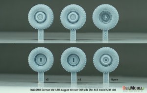 画像3: DEF.MODEL[DW35169]1/35 現用 ドイツ VWイルティス四輪駆動小型軍用車(Type183)用 自重変形タイヤセット＃1 フルダタイプ(ACE用) (3)