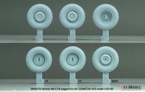 画像3: DEF.MODEL[DW35170]1/35 現用 ドイツ VWイルティス四輪駆動小型軍用車(Type183)用 自重変形タイヤセット＃1 G90タイプ(ACE用) (3)