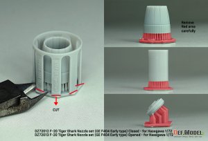 画像8: DEF.MODEL[DZ72012]1/72 現用 アメリカ F-20タイガーシャーク用GE F404初期型ノズルセット 閉状態(ハセガワ用) (8)