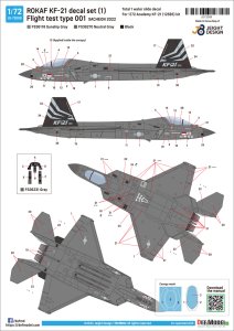 画像3: DEF.MODEL[JD72009]1/72 現用 韓国空軍 KF-21ボラメ用デカールセット＃1 試作001号機 サチョン基地2022(アカデミー用) (3)