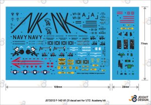 画像2: DEF.MODEL[JD72013]1/72 現用 アメリカ海軍 F-14Dトムキャットデカールセット VF-31トムキャッターズ(アカデミー用) (2)