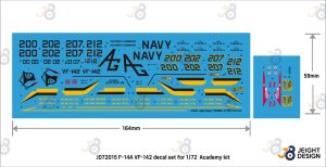 画像2: DEF.MODEL[JD72015]1/72 現用 アメリカ海軍艦上戦闘機F-14Aデカールセット VF-142ゴーストライダーズ(アカデミー用) (2)