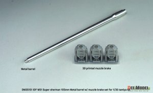 画像2: DEF.MODEL[DM35151]1/35 現用 イスラエル M51スーパーシャーマン戦車 105mm砲身セット マズルブレーキ付(タミヤ用) (2)