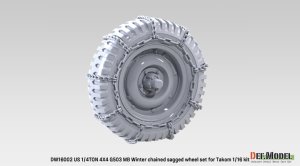 画像5: DEF.MODEL[DW16002]1/16 WII アメリカ 1/4トン 4x4 G503 MBユーティリティトラック スノーチェーン付自重変形タイヤセット(タコム用) (5)