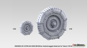 画像6: DEF.MODEL[DW16002]1/16 WII アメリカ 1/4トン 4x4 G503 MBユーティリティトラック スノーチェーン付自重変形タイヤセット(タコム用) (6)