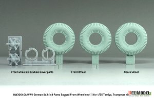 画像2: DEF.MODEL[DW30040A]1/35 WWII ドイツ Sd.Kfz.9 18トンハーフトラックFAMO 自重変形タイヤセット(1) コンチネンタル製タイヤ(タミヤ/トランペッター用) (2)