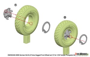画像6: DEF.MODEL[DW30040A]1/35 WWII ドイツ Sd.Kfz.9 18トンハーフトラックFAMO 自重変形タイヤセット(1) コンチネンタル製タイヤ(タミヤ/トランペッター用) (6)