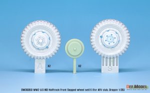 画像2: DEF.MODEL[DW30050]1/35 WWII 米 アメリカ陸軍 M2/M3/M16ハーフトラック用自重変形フロントタイヤセット(1)ラグパターン (AFVクラブ/ドラゴン用) (2)