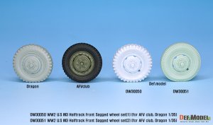 画像8: DEF.MODEL[DW30050]1/35 WWII 米 アメリカ陸軍 M2/M3/M16ハーフトラック用自重変形フロントタイヤセット(1)ラグパターン (AFVクラブ/ドラゴン用) (8)
