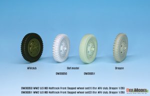 画像9: DEF.MODEL[DW30050]1/35 WWII 米 アメリカ陸軍 M2/M3/M16ハーフトラック用自重変形フロントタイヤセット(1)ラグパターン (AFVクラブ/ドラゴン用) (9)