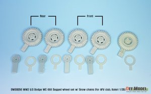 画像2: DEF.MODEL[DW30056]1/35 WWII米陸軍ダッジWC4X4スノーチェーン付自重変形タイヤセット スペアタイヤ付(AFVクラブ/イタレリ用) (2)