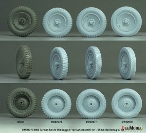 画像8: DEF.MODEL[DW30078]1/35 WWII ドイツ Sd.Kfz.250装甲ハーフトラック/デマーグD7 1tハーフトラック 自重変形タイヤセット＃3(汎用) (8)