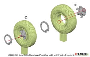 画像6: DEF.MODEL[DW30083]1/35 WWII ドイツ Sd.Kfz.9 18トンハーフトラックFAMO 自重変形タイヤセット(2) ダンロップ製タイヤ(タミヤ/トランペッター用) (6)