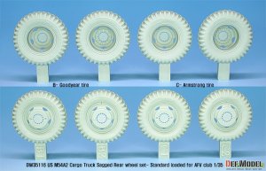 画像2: DEF.MODEL[DW35116]1/35 現用 米 アメリカ陸軍 M54A2カーゴトラック自重変形リアタイヤセット 標準荷重仕様 (AFVクラブ用) (2)