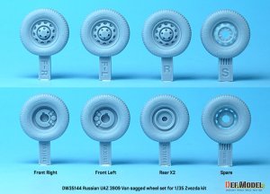 画像2: DEF.MODEL[DW35144]1/35 現用 ロシア連邦軍UAZ3909軍用バン用自重変形民生タイヤセット(ズべズダ用) (2)