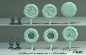 画像3: DEF.MODEL[DW35183]1/35 現用 ドイツ ウルフSSA 自重変形タイヤセット(1) フロントグリル/ブレーキ付(ネバーランドホビー用) (3)