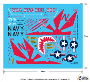 画像2: DEF.MODEL[JD72002]1/72 現用 アメリカ海軍艦上戦闘機F-14Aデカールセット VF-111サンダウナーズ1991(アカデミー用) (2)