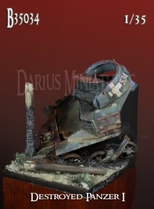 画像3: Darius Miniatures[DM35034]1/35 ダイオラマベース34 60x60mm WWII ドイツ 撃破されたI号戦車 (3)