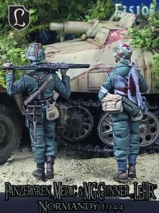 画像2: Darius Miniatures[DMF35105]1/35 WWII ドイツ 装甲擲弾兵「教導連隊」衛生兵&MG42銃手セット ノルマンディー1944(2体入) (2)