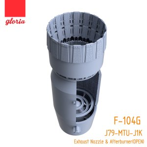 画像2: E.T.MODEL[GR48006A]1/48 現用 ドイツ空軍 F-104G戦闘機 J79-MTU-J1Kエンジン 排気ノズル&アフターバーナー(開状態)セット(ハセガワ用) (2)