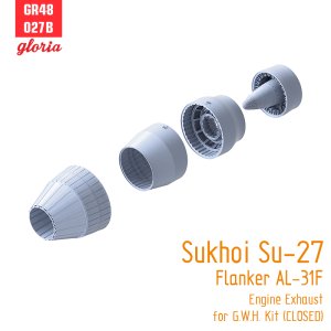 画像2: E.T.MODEL[GR48027B]1/48 現用 露/ソ スホーイSu-27フランカー AL-31F排気ノズルセット 閉状態(グレートウォールホビー用) (2)