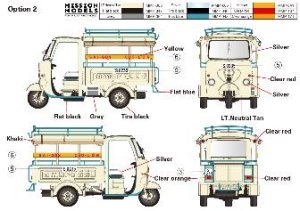 画像6: ゲッコー・モデル[GEC35GM0113]1/35 サイゴン ランブロ550 シャトル三輪自動車w/休憩中の運転手1960〜70年代（2両セット、フィギュア1体） (6)