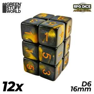 画像1: グリーンスタッフワールド[GSWD-2669]６面体ダイス16mm　アンバースワール（12個入） (1)