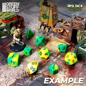 画像2: グリーンスタッフワールド[GSWD-2689]ダイスミックスセット16mm　ライムスワール（7個入） (2)