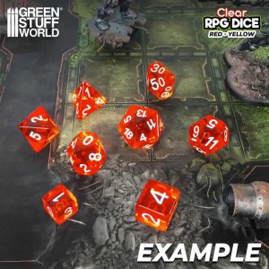画像2: グリーンスタッフワールド[GSWD-3383]６面体ダイス12mm　クリアーレッド×イエロー（36個入） (2)